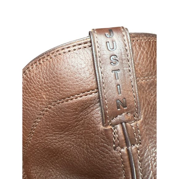 Justin Mens 10.5D Leather Pull-On Work Boots WX4920 Non-Marking Outsole Brown Du - Picture 2 of 7